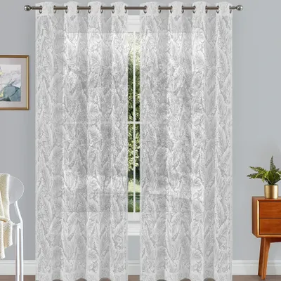 Dalilah semi-sheer embroidered grommet curtain