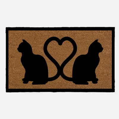 Heart two cats doormat - 18""x30""