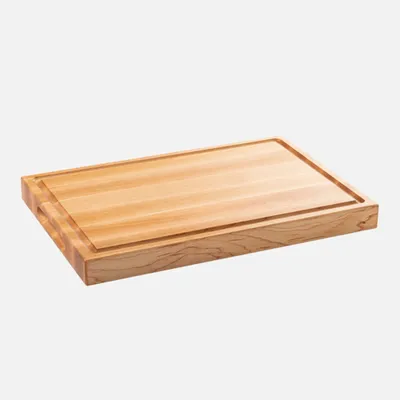 Thick maple cutting board with indented handles - 17'' - maple - shades of beige