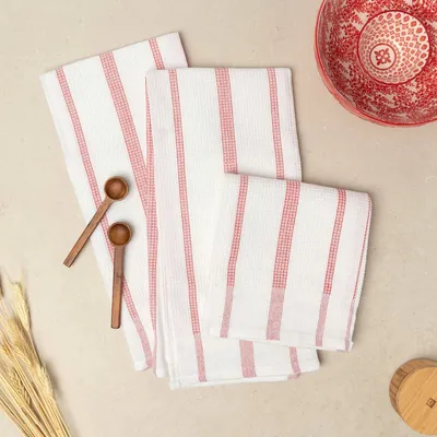 Flowers and stripes recycled fibre tea towels Set of 3, Simons Maison