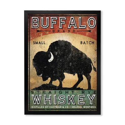 Vintage buffalo whiskey wall art