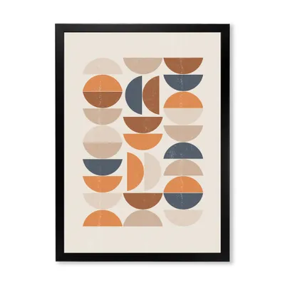 Abstract sun and moon s in blue and orange wall art - 24"" x 32"" - canvas only
