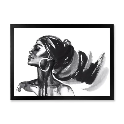 Monochrome portrait of african american woman iv wall art