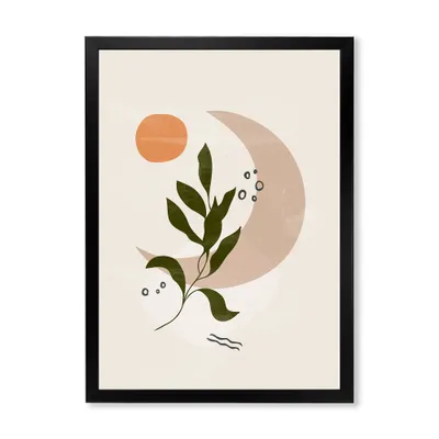 abstract geometrical moon with leaf i