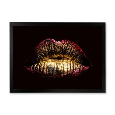 sexy golden metallized female lips iv - x