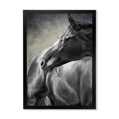 Portrait of a black horse canvas wall art print