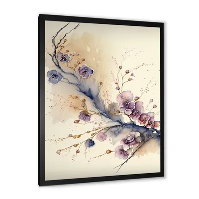 Pink and plum cherry blossom branch iv wall art - 24x32 - canvas only
