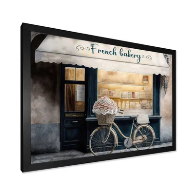 Bicycle in front a french bakery iv wall art