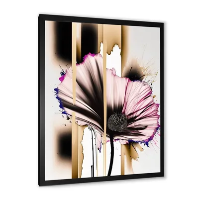 Pink gerbera flower on abstract fusion wall art - 30x40 - canvas only