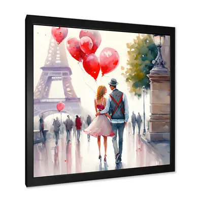 Couples in love in paris wall art