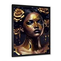 gold floral woman v Art