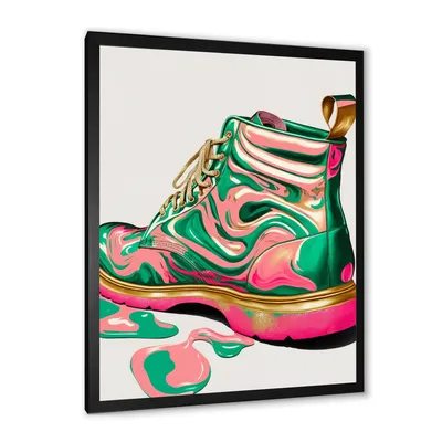 pink and green art deco army shoes 