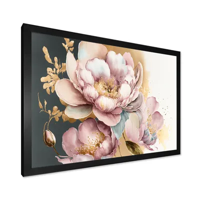 Pink and gold orchid flower wall art