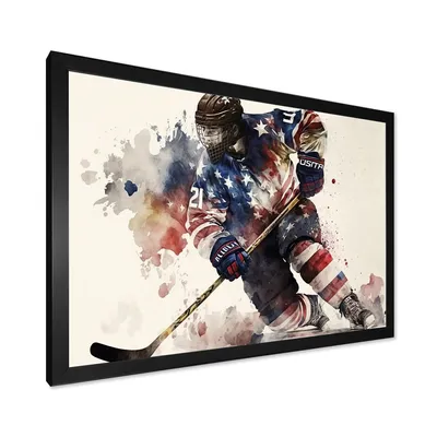 Usa hockey player action art