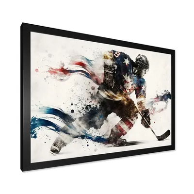 Usa hockey player in action vi wall art - 40x30 - black frame canvas