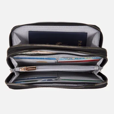 Travelon double zip clutch wallet - black