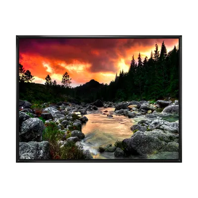 Rocky mountain river at sunset wall art