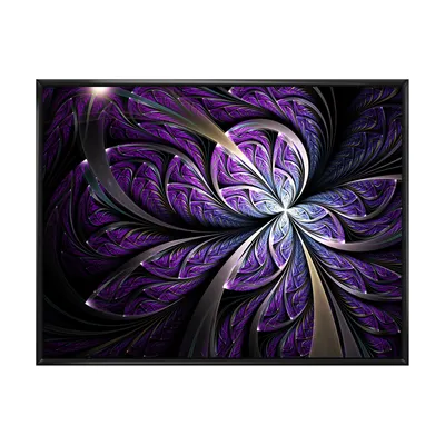 Glittering purple fractal flower canvas art print