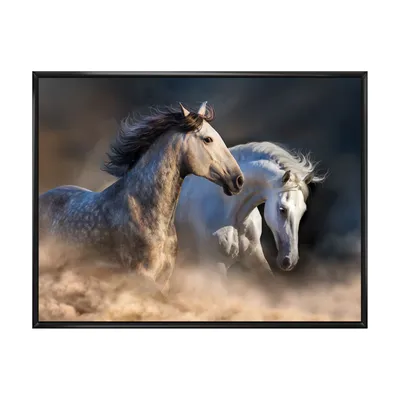 Horses run in dust wall art