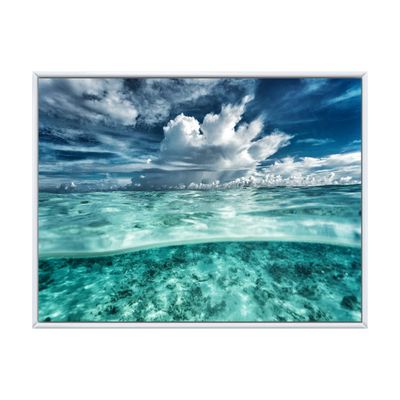 Toile « amazing underwater seascape and clouds » - bleu - 32 po x 24 po - toile à cadre flottant - blanc