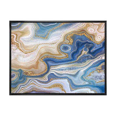 Ocean blue golden jasper agate ii wall art - 20"" x 12"" - canvas only