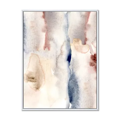 Toile imprimée « pastel with dark blue pink & gray spots » - beige - 24 po x 32 po - toile à cadre flottant - blanc
