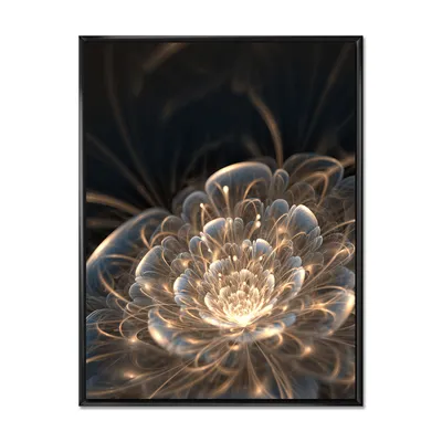 Fractal flower with golden rays canvas art print