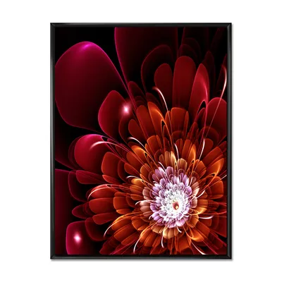 Fractal red and yellow flower wall art - 30"" x 40"" - canvas only
