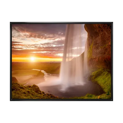 Seljalandsfoss waterfall at sunset wall art canvas - 32"" x 16"" - canvas only