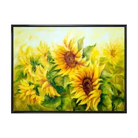Bright yellow sunny sunflowers canvas print