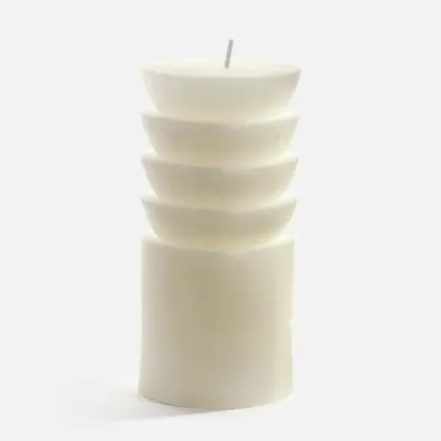 Short tiered pillar candle - white