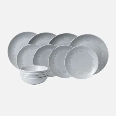 Gordon ramsay maze light grey 12-piece dinnerware set