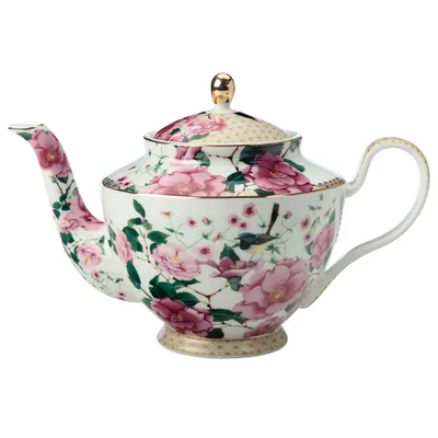 Tea's and c's white and pink silk teapot by maxwell & williams (1 l) - classic white pink