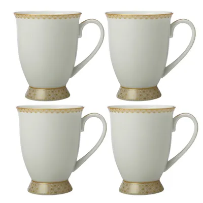 Set of 4 tea's and c's silk classic white footed mugs by maxwell & williams (300 ml) - classic white