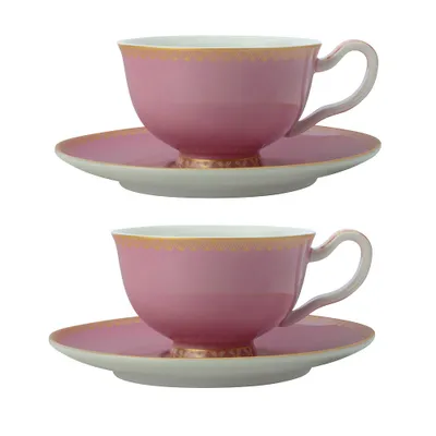 Set of 2 tea's and c's silk cups & saucers by maxwell & williams (200 ml