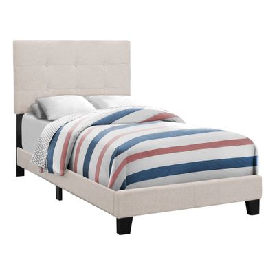 Cadre de lit en lin à profil bas - beige - jumeau