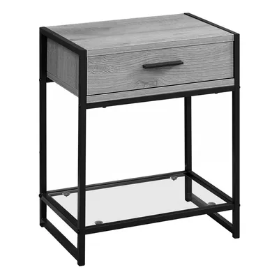 Compact accent table with tempered glass shelf 