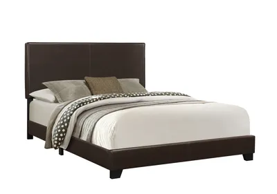 Contemporary upholstered bedframe - queen - brown