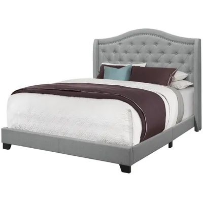 Luxurious upholstered bed frame - grey - queen