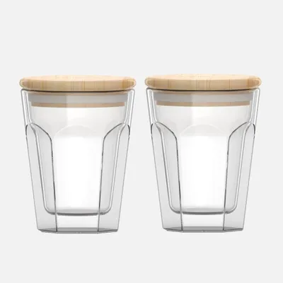 Set of 2 double wall tumblers with lid by brilliant