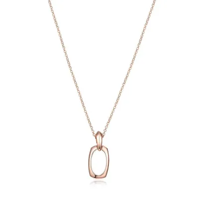 Elle rose gold plated sterling silver square oval pendant necklace