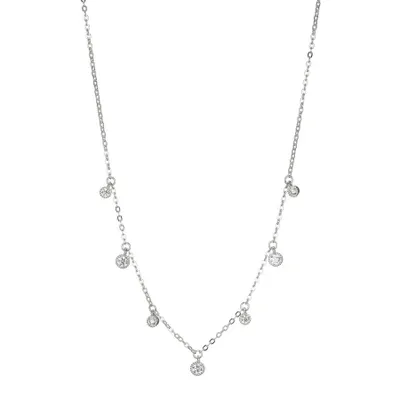 Reign sterling silver & cubic zirconia round milgrain droplet necklace