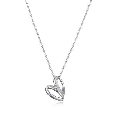 Elle sterling silver & cubic zirconia overlap heart pendant necklace