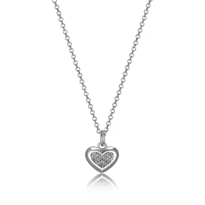 Elle sterling silver & cubic zirconia pave heart pendant necklace