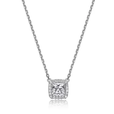 Reign sterling silver & cubic zirconia square halo necklace