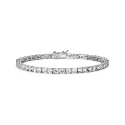 Reign sterling silver 3mm round cubic zirconia tennis bracelet