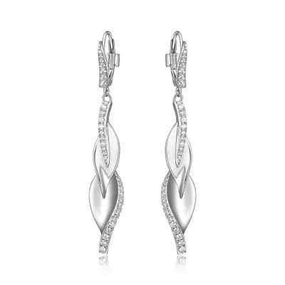 Elle sterling silver & cubic zirconia leaf drop earrings