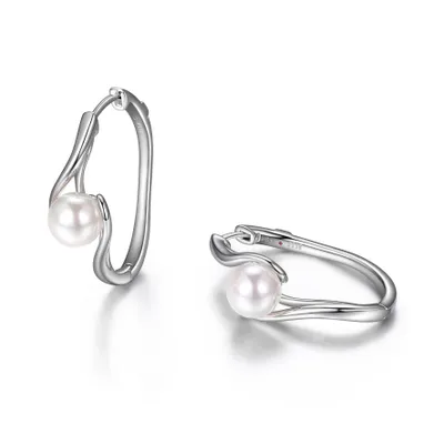 Elle sterling silver shell pearl hoop earrings
