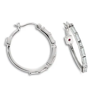 Elle sterling silver & cubic zirconia baguette hoop earrings