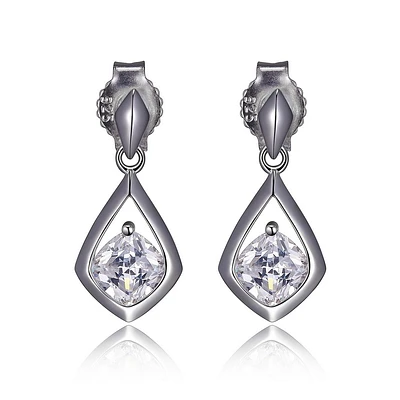 Elle sterling silver & cubic zirconia cushion earrings